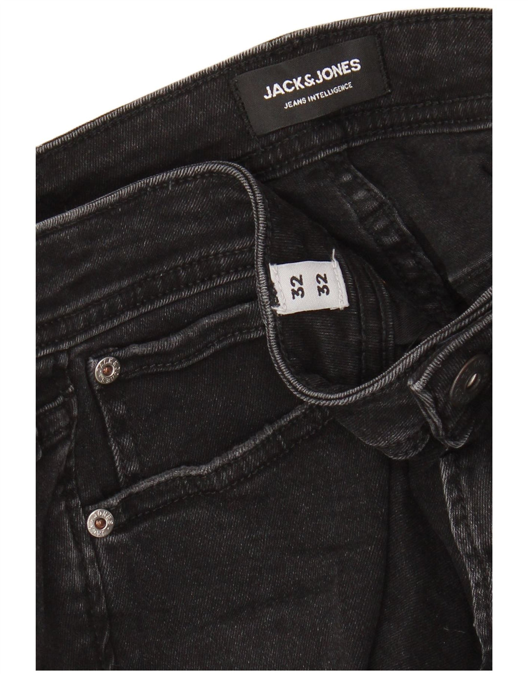 Jack & Jones Vaqueros pitillo desgastados para hombre W32 L32 Algodón negro