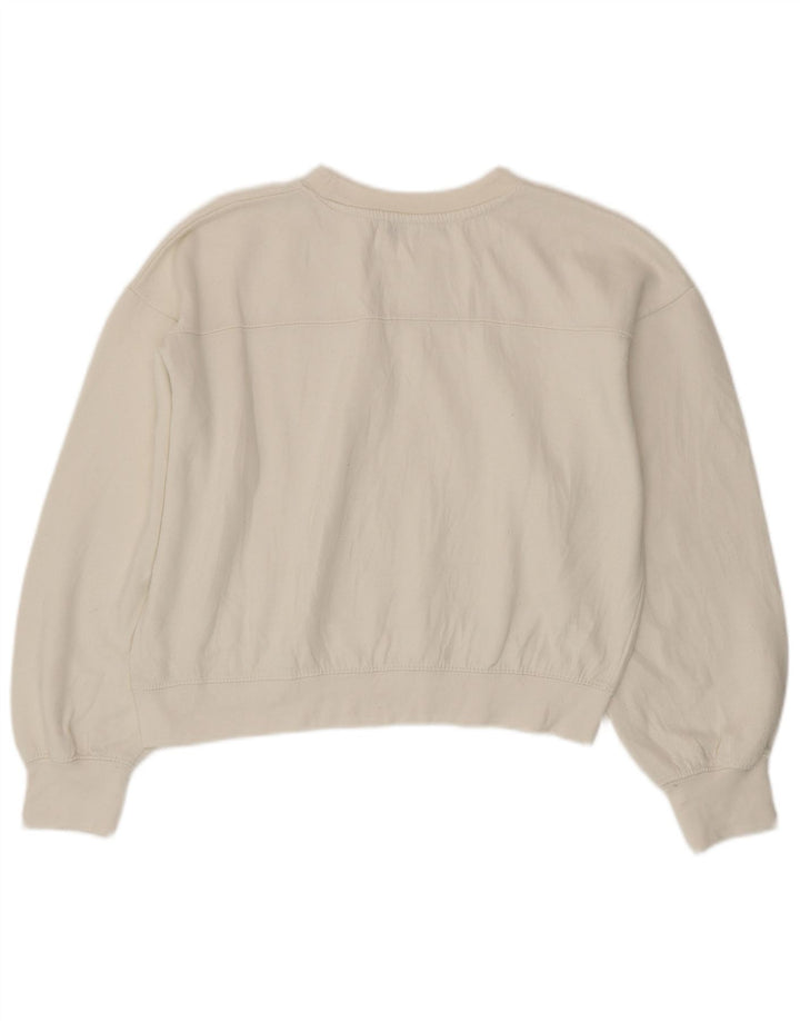 Zara Mujer Crop Sudadera Jumper UK 14 Medium Blanco