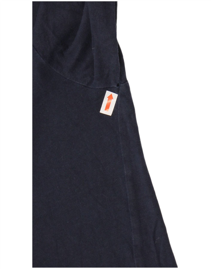 FILA Womens Graphic Top Long Sleeve UK 14 Medium Navy Blue Cotton
