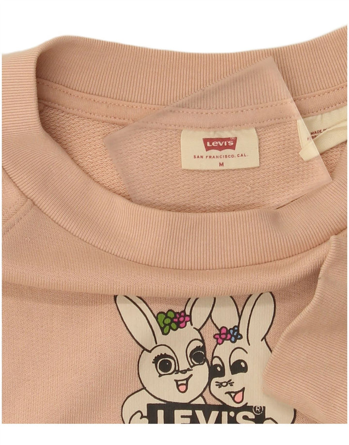 Levi's Sudadera con gráfico de corte extragrande para mujer, talla 40, color rosa medio