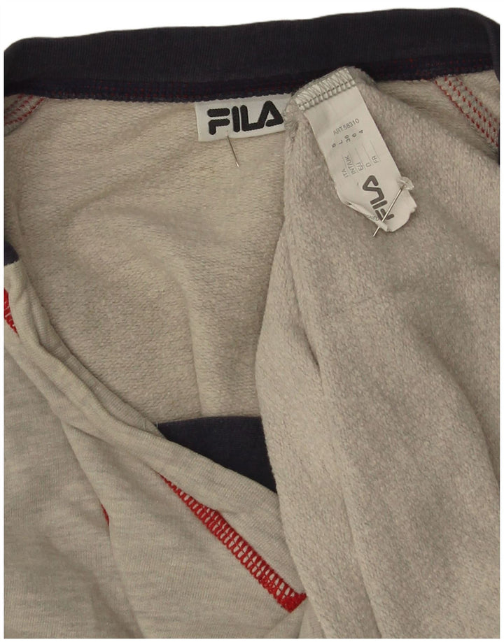 Fila Top gráfico para hombre de manga larga de algodón a rayas grises grandes