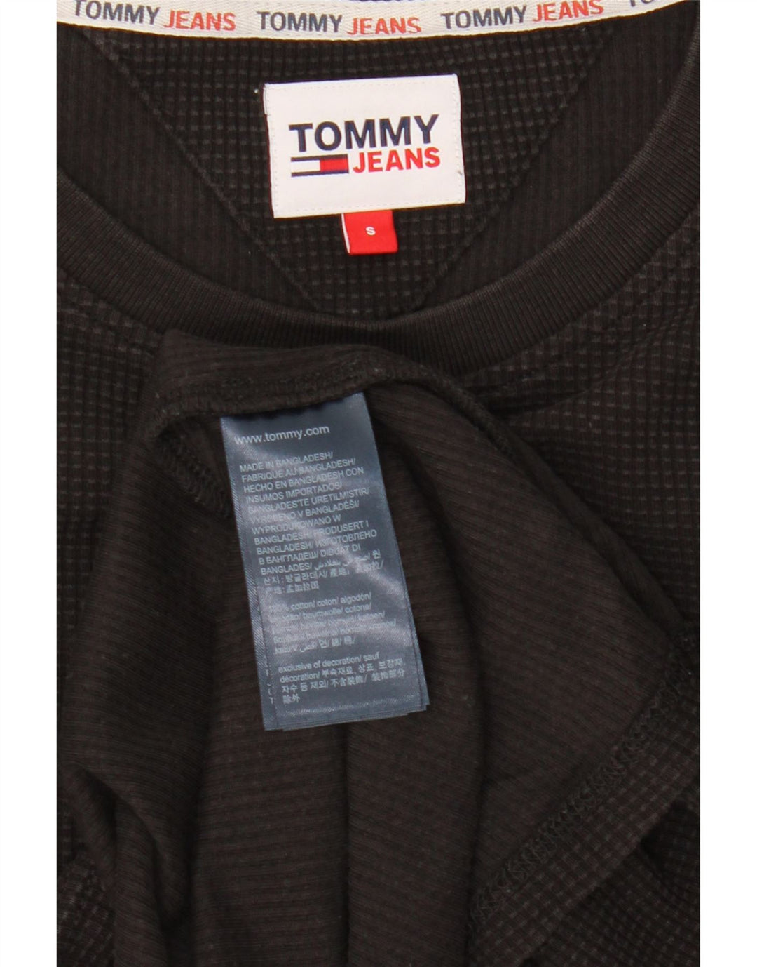 Tommy Hilfiger Hombre Top Manga Larga Pequeño Algodón Negro
