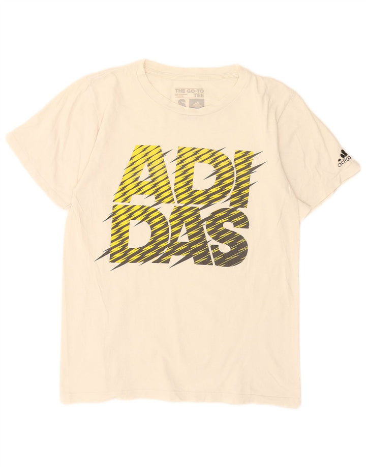 Adidas - Camiseta gráfica para hombre, talla pequeña, algodón blanco
