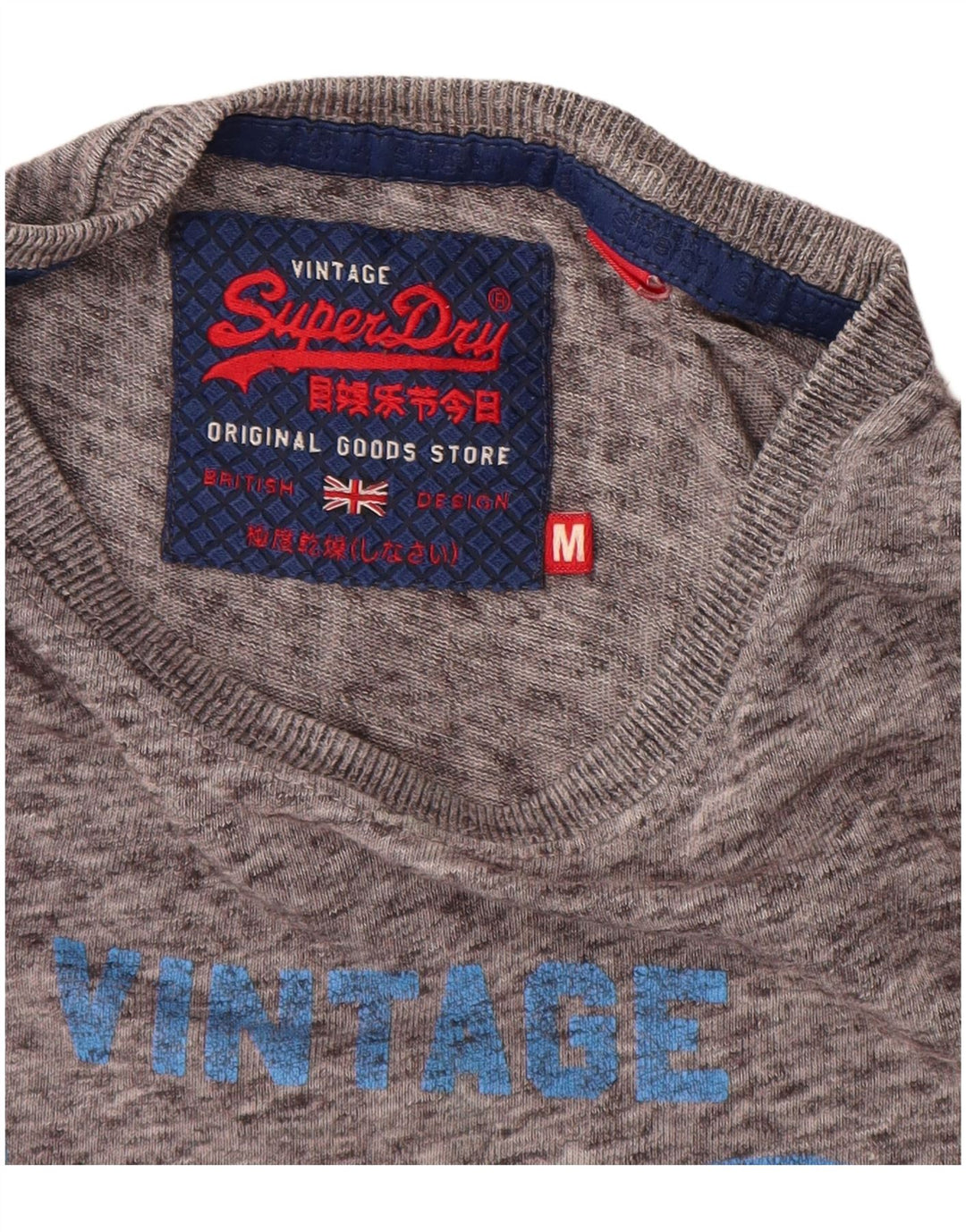 SUPERDRY Camiseta gráfica para hombre Top de algodón moteado gris medio