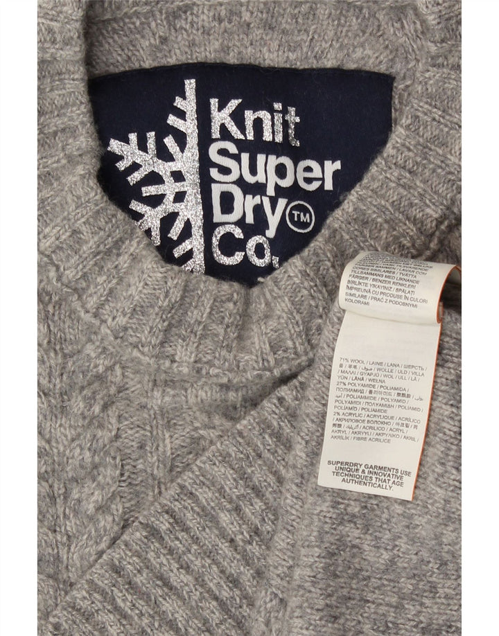 Superdry Jersey de cuello redondo para mujer, talla 40, lana gris pequeña