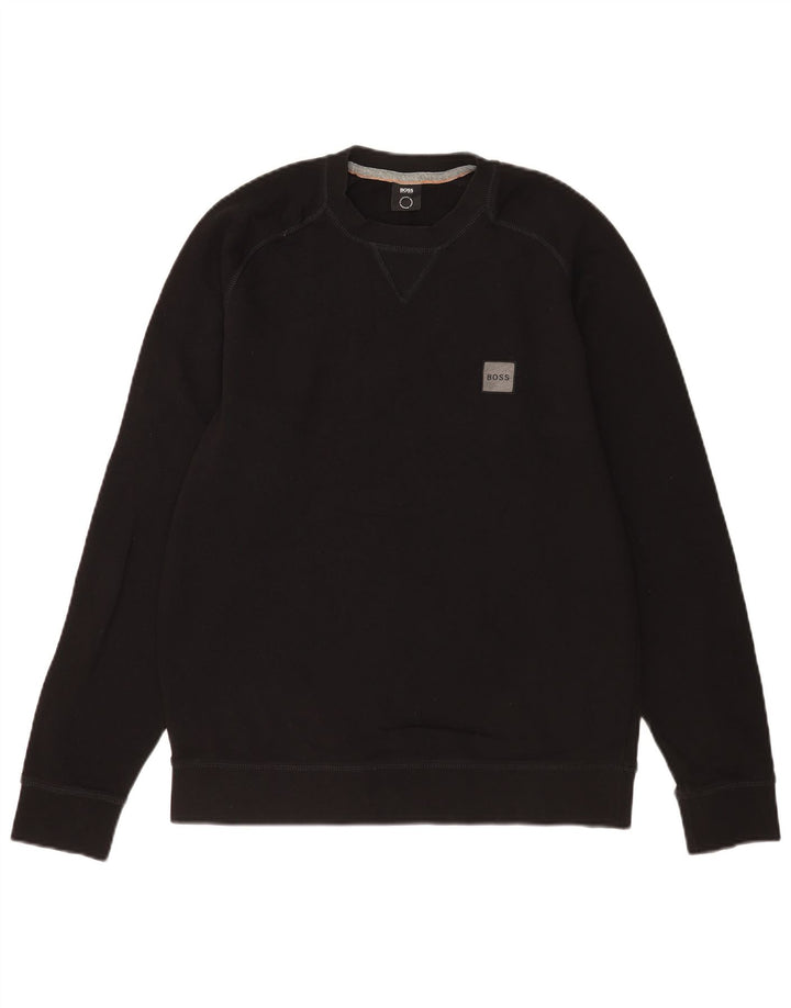 Hugo Boss Hombre Sudadera Jumper Medium Negro Algodón