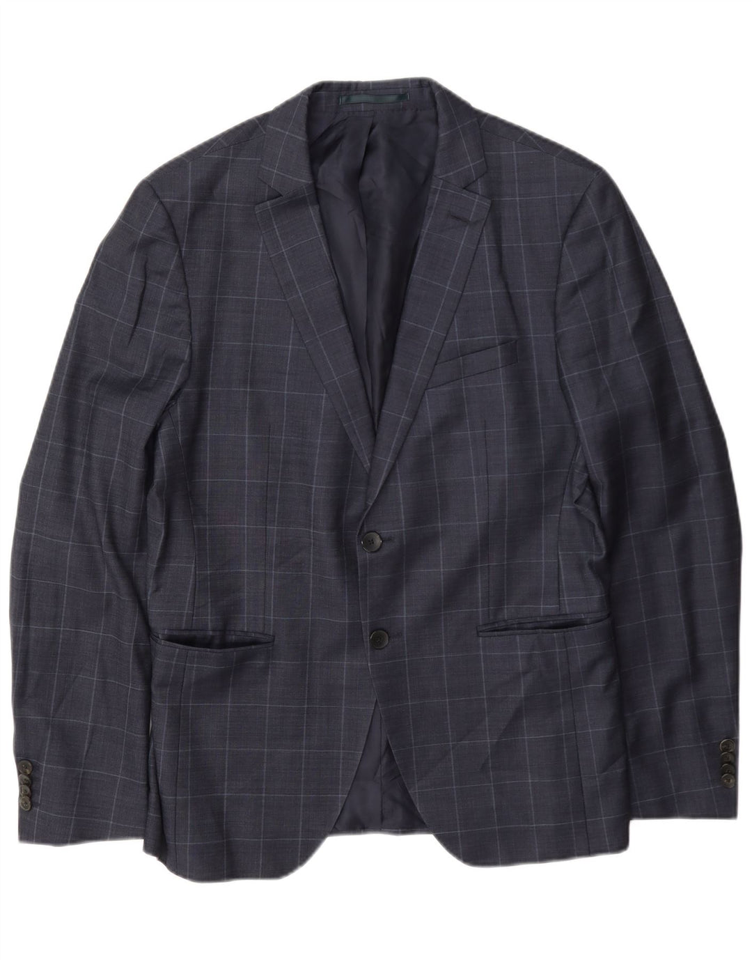 Hugo Boss Chaqueta tipo blazer de 2 botones para hombre UK 50 Large Navy Blue Check
