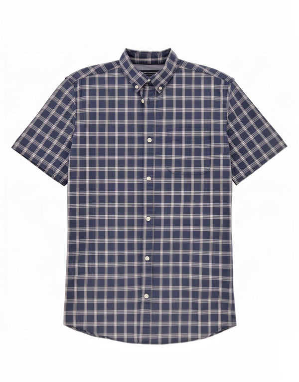 Jack & Jones Hombre Camisa De Manga Corta Large Azul Marino Cuadros De Algodón