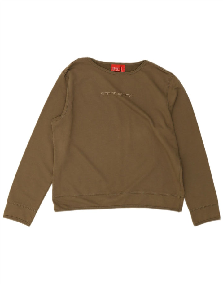 Esprit Top corto con gráfico para mujer, manga larga, UK 44, algodón verde medio