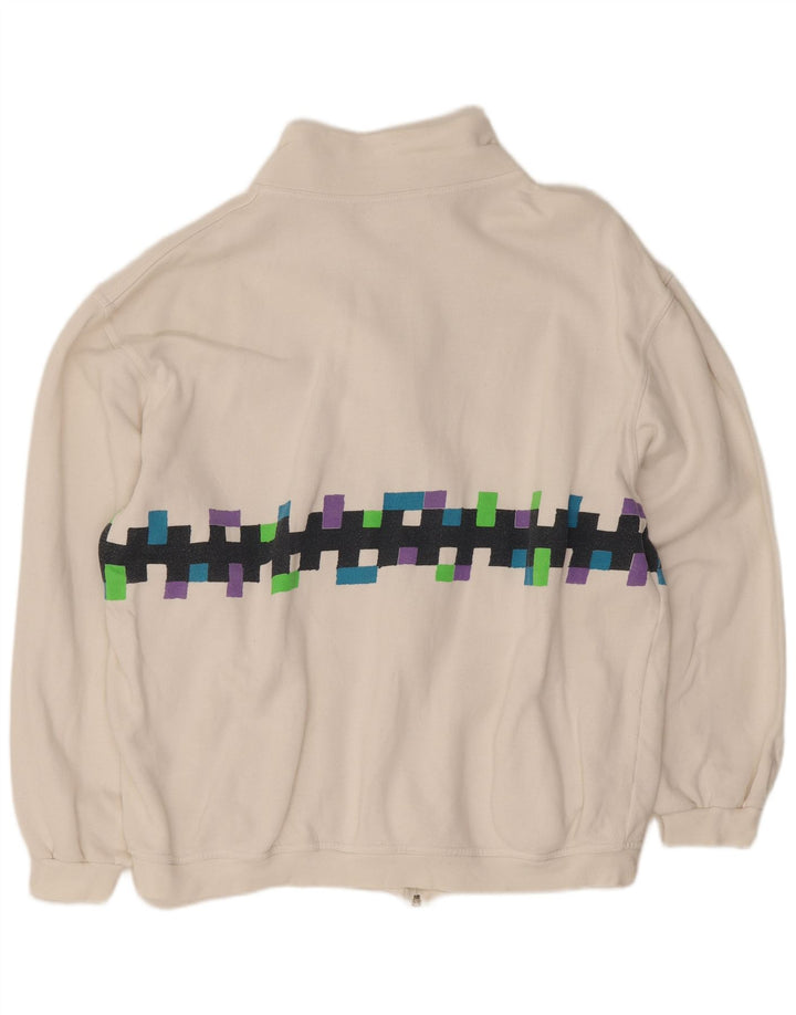 Lotto Hombre Chándal Top Chaqueta XL Blanco Algodón Geométrico