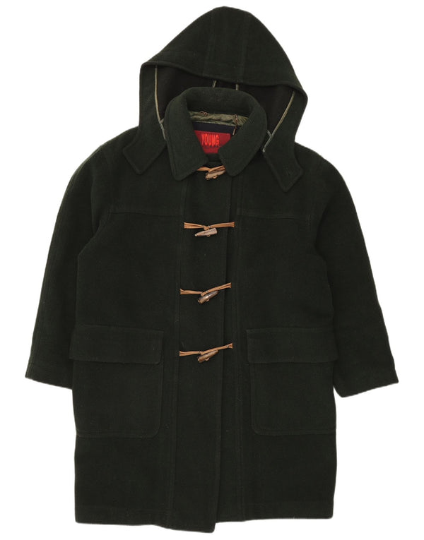 Vintage mujer con capucha abrigo de lona de gran tamaño IT 48 XL lana de espiga verde