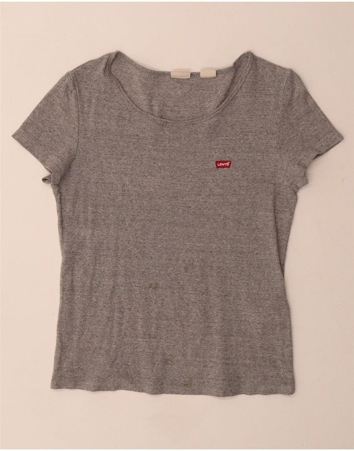 Levi's Camiseta para mujer Top UK 12 Algodón moteado gris medio