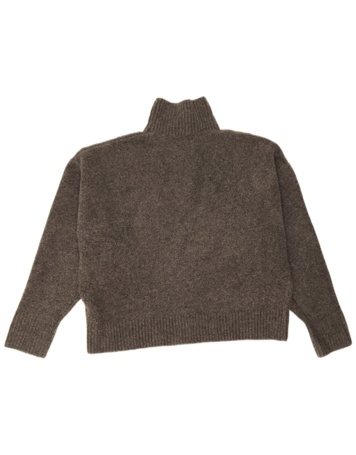 Zara Jersey oversize con cuello vuelto para mujer, talla 44, color gris medio moteado