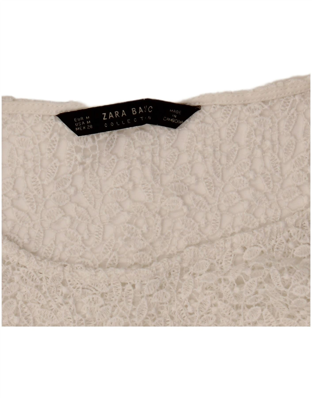 ZARA Mujer Blusa Corta Top UK 40 Mediano Blanco Floral