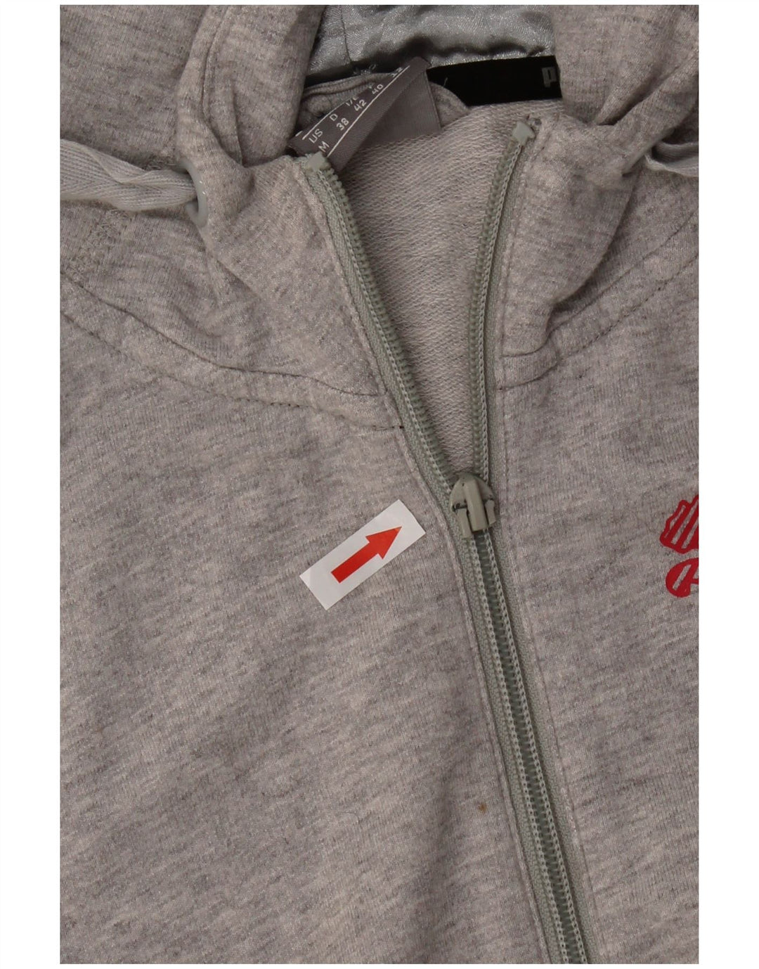Puma Sudadera con capucha y cremallera para mujer UK 12 Algodón gris medio