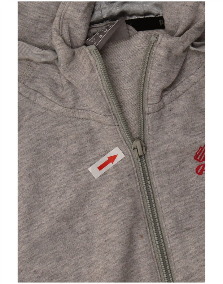 Puma Sudadera con capucha y cremallera para mujer UK 12 Algodón gris medio