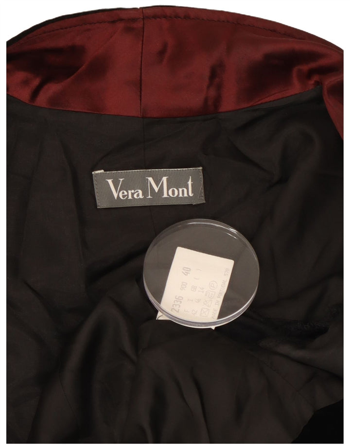 VERA MONT Chaqueta Bolero Abierta para Mujer UK 40 Grande Algodón Negro