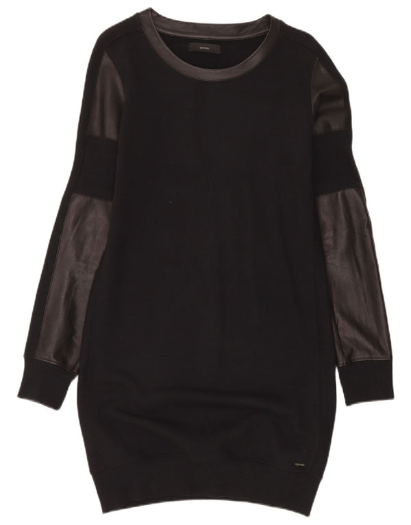Diesel Vestido tipo jersey de manga larga para mujer UK 40 Small Black Colourblock