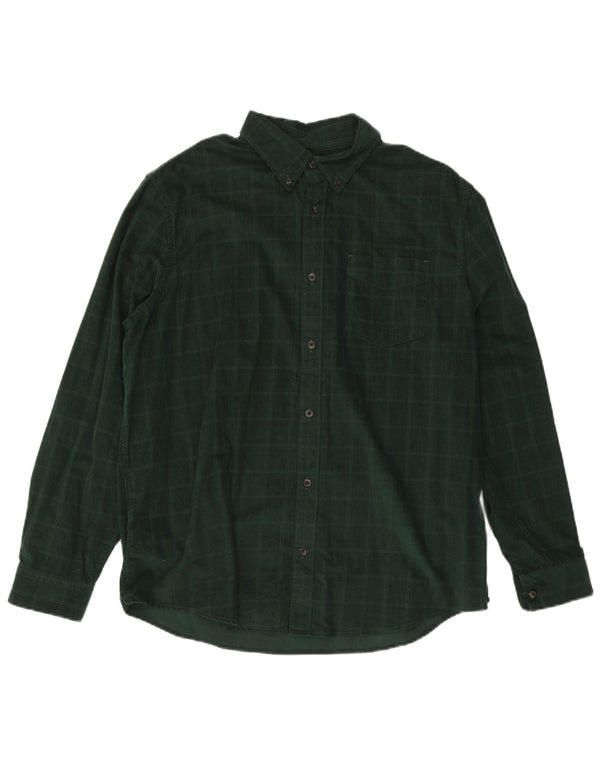 Marks & Spencer Mens Shirt XL Green Check Cotton