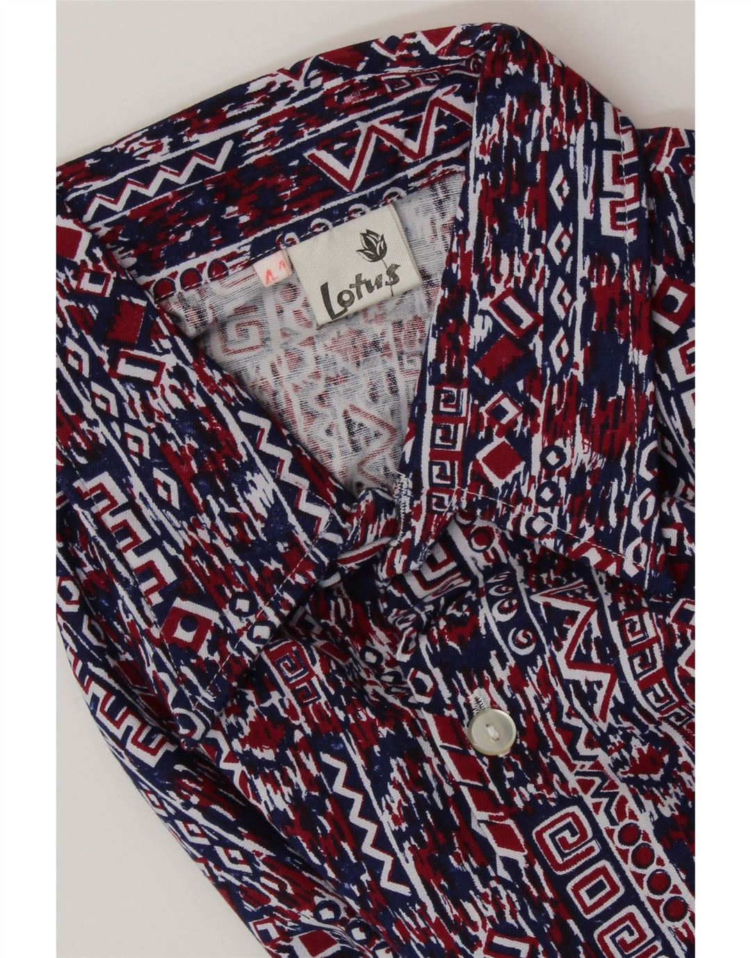 VINTAGE Camisa de hombre Talla 41 Grande Azul Marino Geométrico