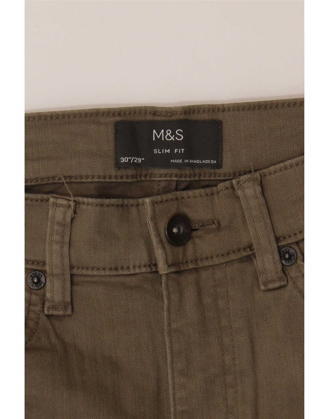 Marks & Spencer Jeans ajustados para hombre W30 L29 Algodón caqui