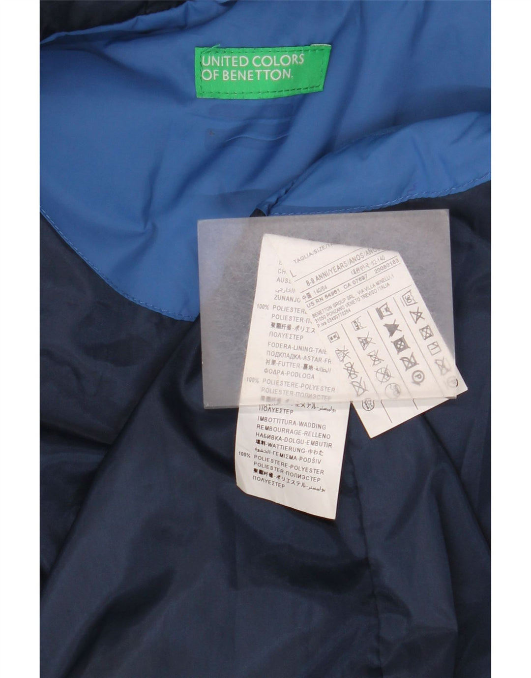 Benetton Chaleco acolchado con capucha para niño 11-12 años Grande Poliéster azul
