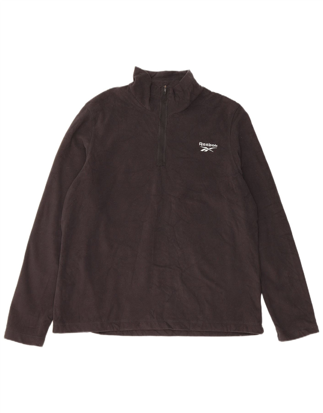 REEBOK Jersey polar con cuello y cremallera para hombre XL Poliéster negro