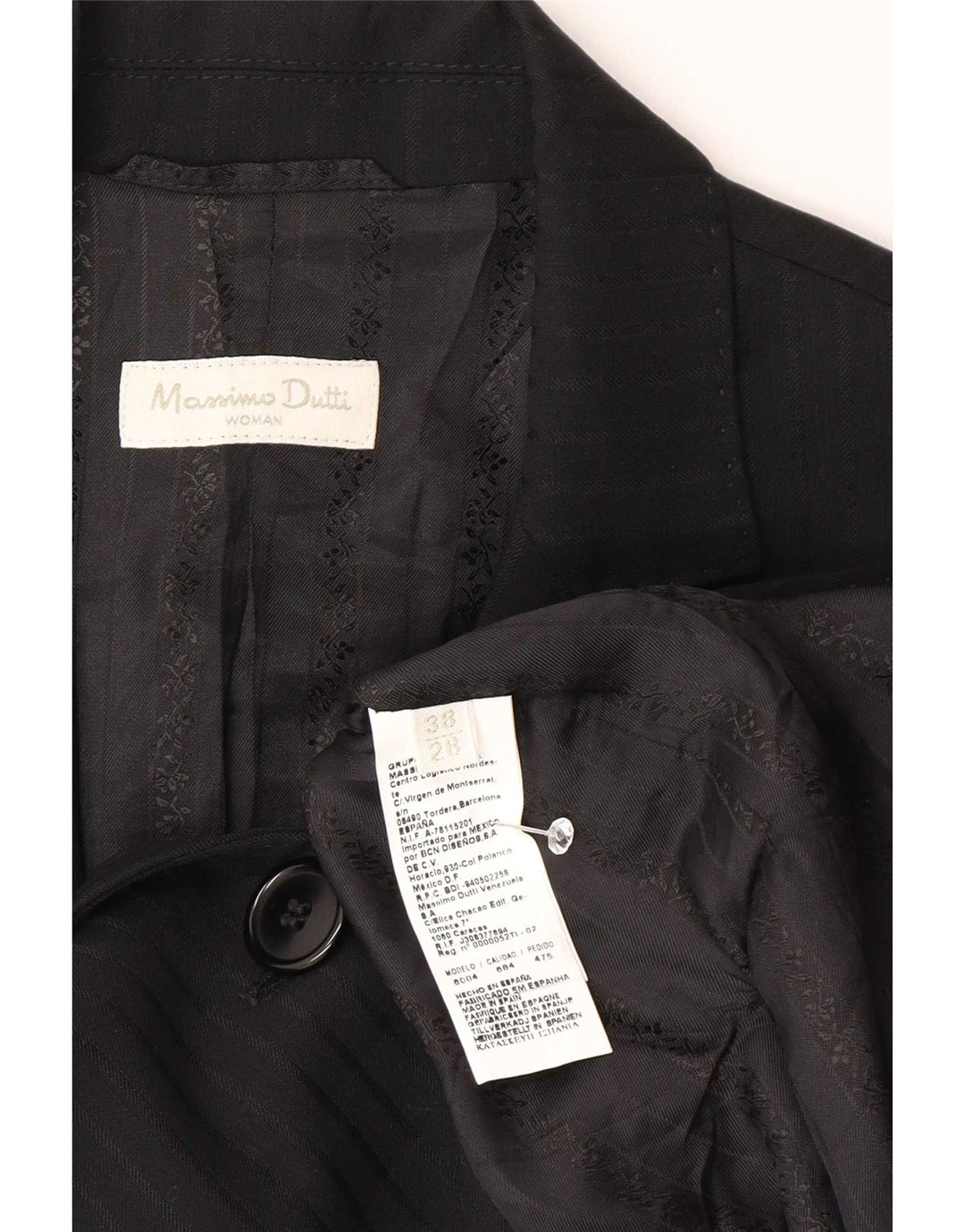 Massimo Dutti Chaqueta Blazer De 2 Botones Para Mujer EU 38 Pequeña Rayas Negras