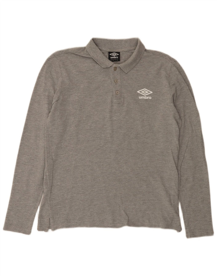 UMBRO Polo de manga larga para hombre de algodón gris medio
