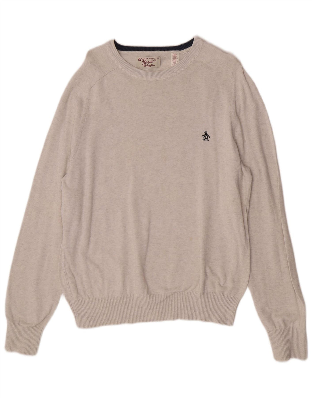 Penguin - Jersey para hombre con cuello barco, talla 2XL, algodón gris