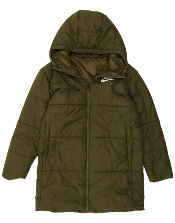 Nike Abrigo acolchado reversible gráfico para mujer UK 44 Poliéster caqui medio