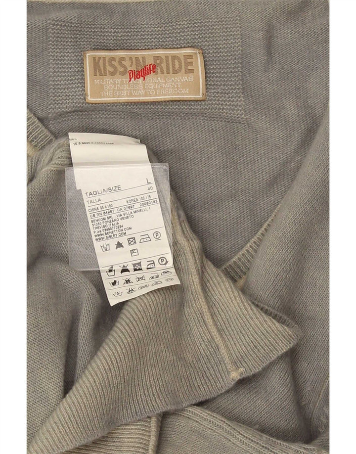 Playlife Jersey con cuello en V para hombre de lana gris grande