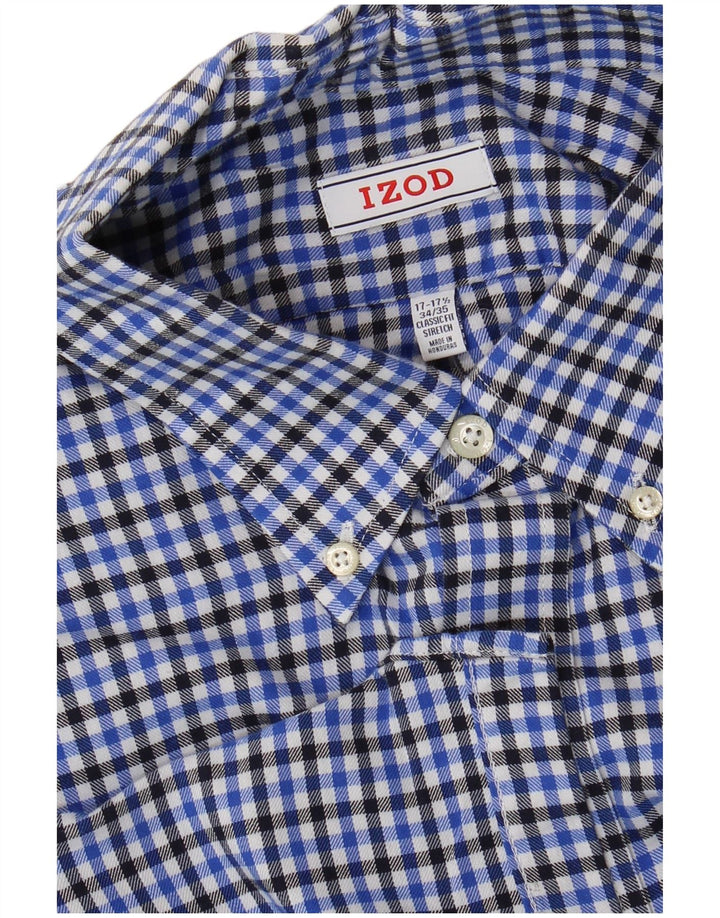 Camisa Izod Hombre Talla 17 17 1/2 XL Algodón Cuadros Azul