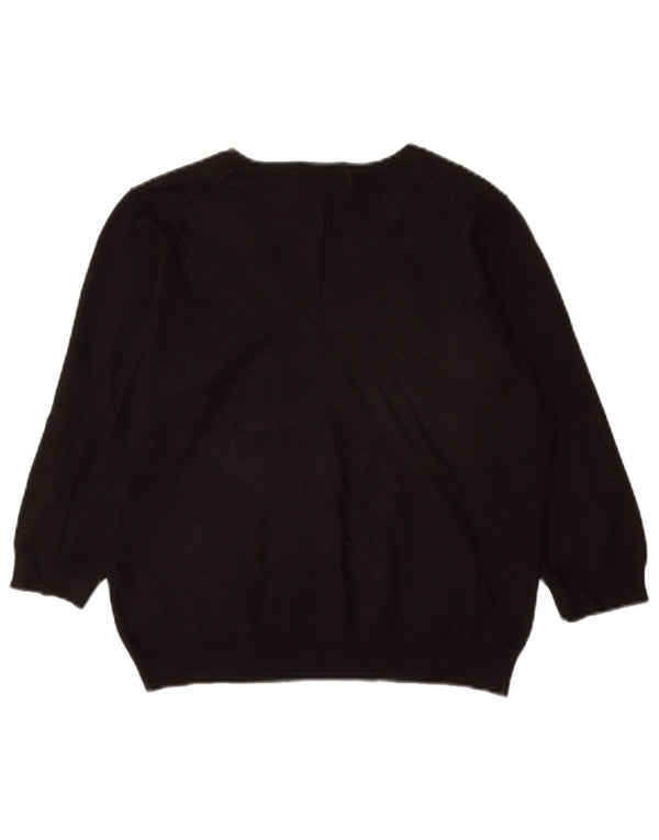 Marks & Spencer Suéter con Cuello en V y Manga 3/4 para Mujer UK 40 XL Negro