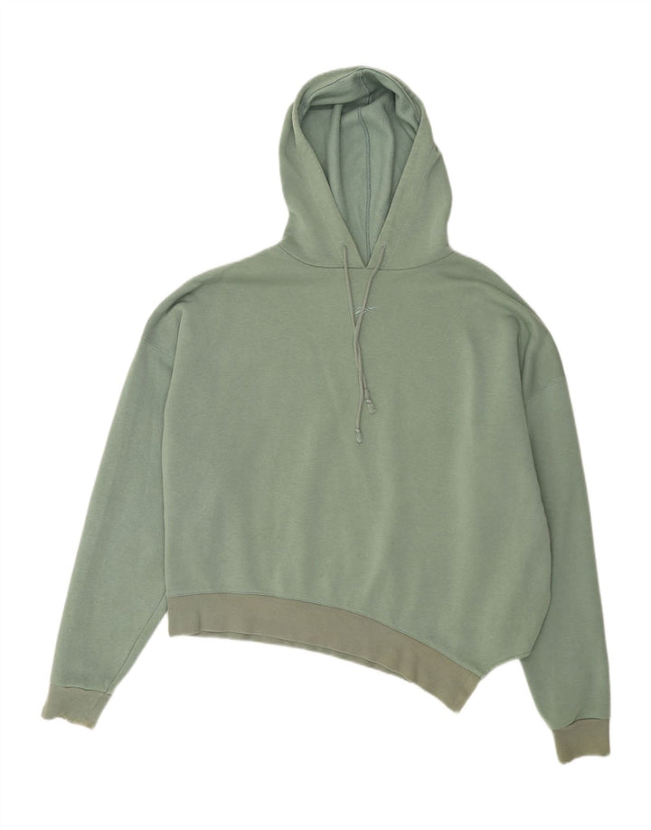 Reebok Sudadera con capucha asimétrica corta para mujer Reino Unido 12/14 Algodón verde medio