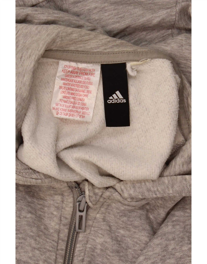 Adidas Hombre Sudadera Con Capucha Y Cremallera Suéter Gris Medio Moteado