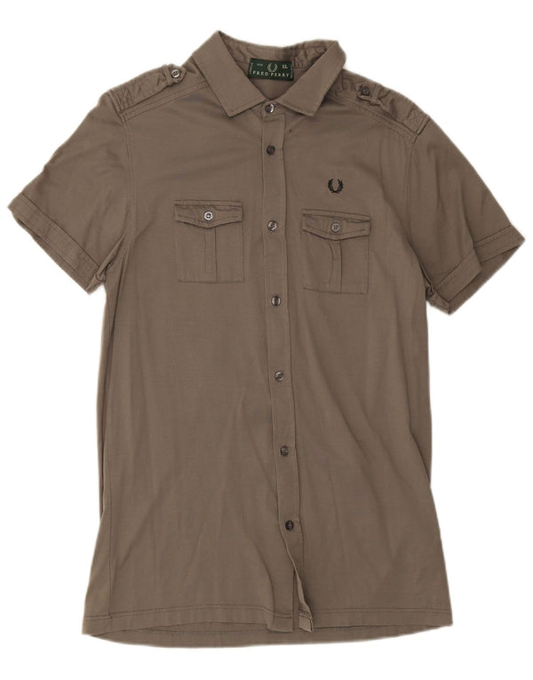 Fred Perry Camisa Militar De Manga Corta Para Hombre XL Gris Algodón