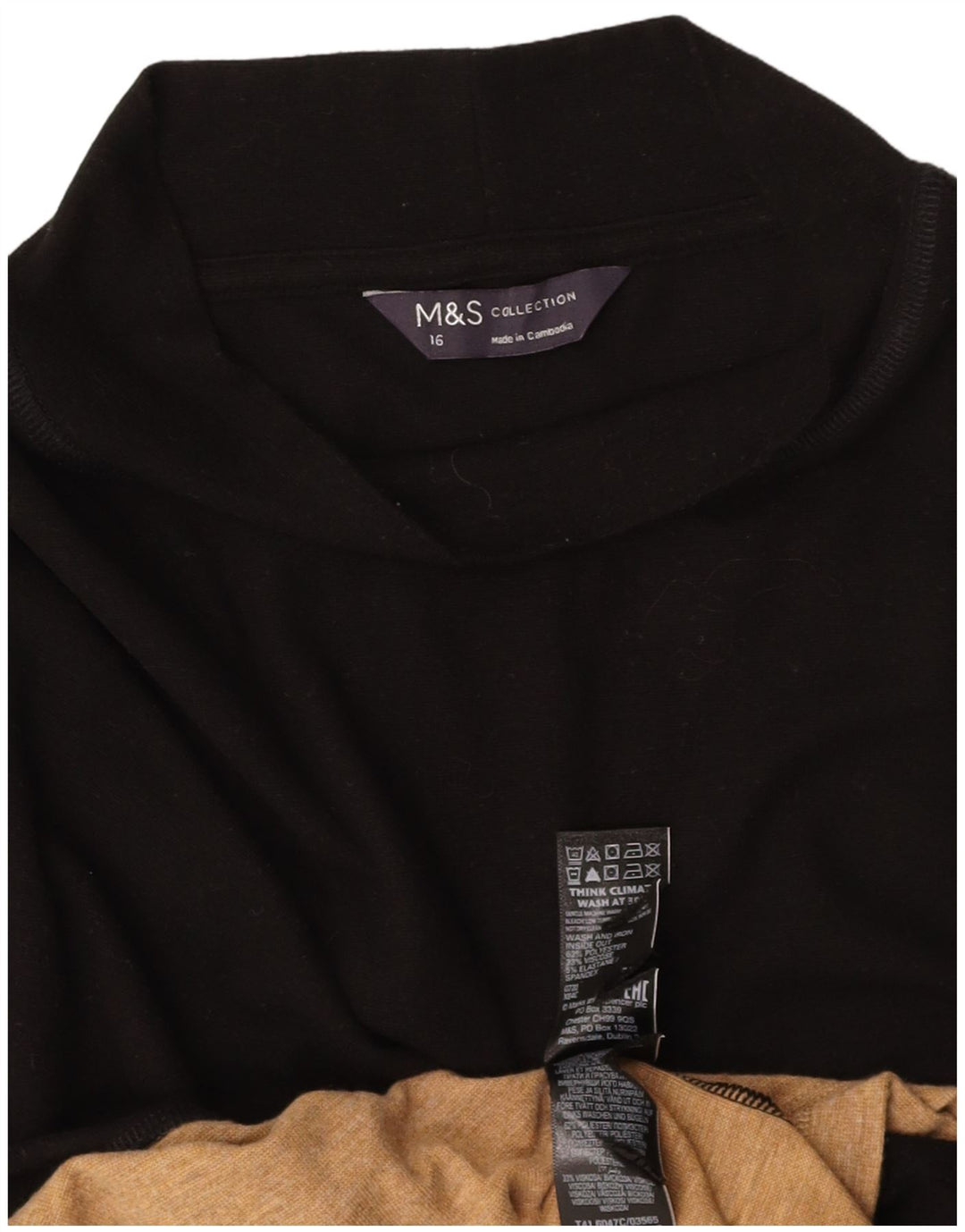 MARKS & SPENCER Blusa para mujer Top UK 46 Grande Poliéster con bloques de color negro