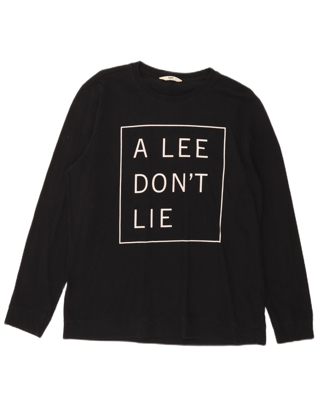 LEE Mens Graphic Top Manga Larga XL Algodón Negro