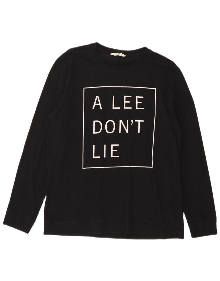 LEE Mens Graphic Top Manga Larga XL Algodón Negro