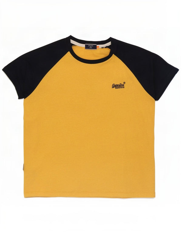 Superdry Camiseta para hombre Top Large de algodón con bloques de color amarillo
