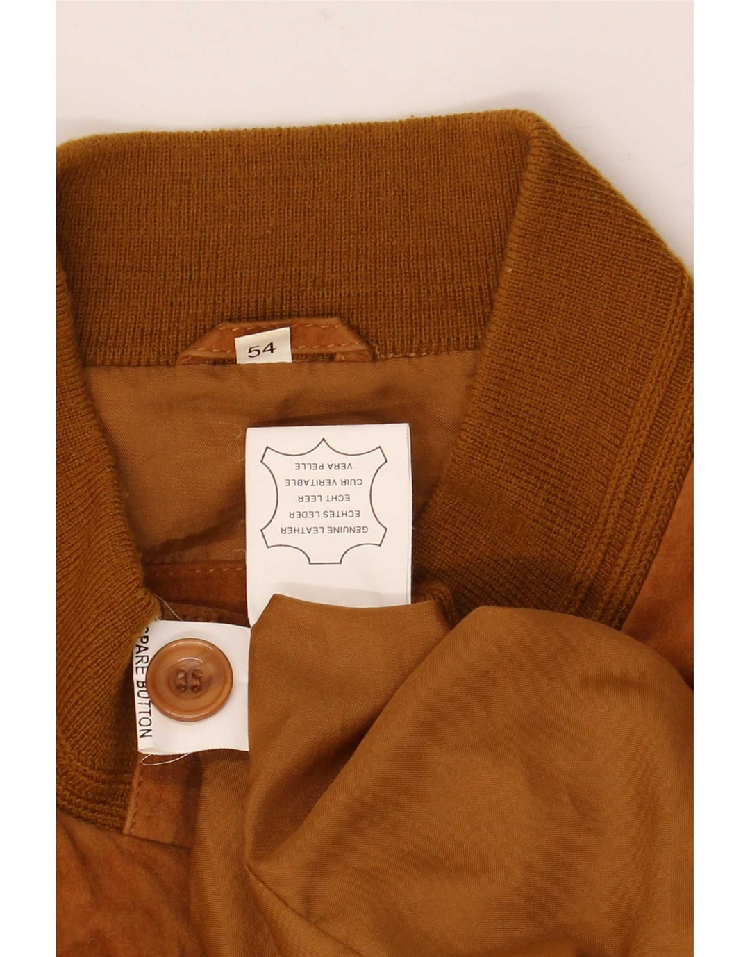 Vintage hombres ante bomber chaqueta IT 54 2XL cuero marrón