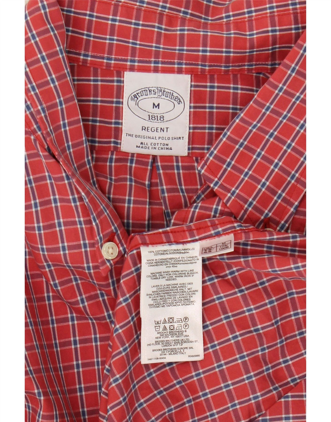 Brooks Brothers Camisa Regent para hombre de algodón a cuadros rojos medianos