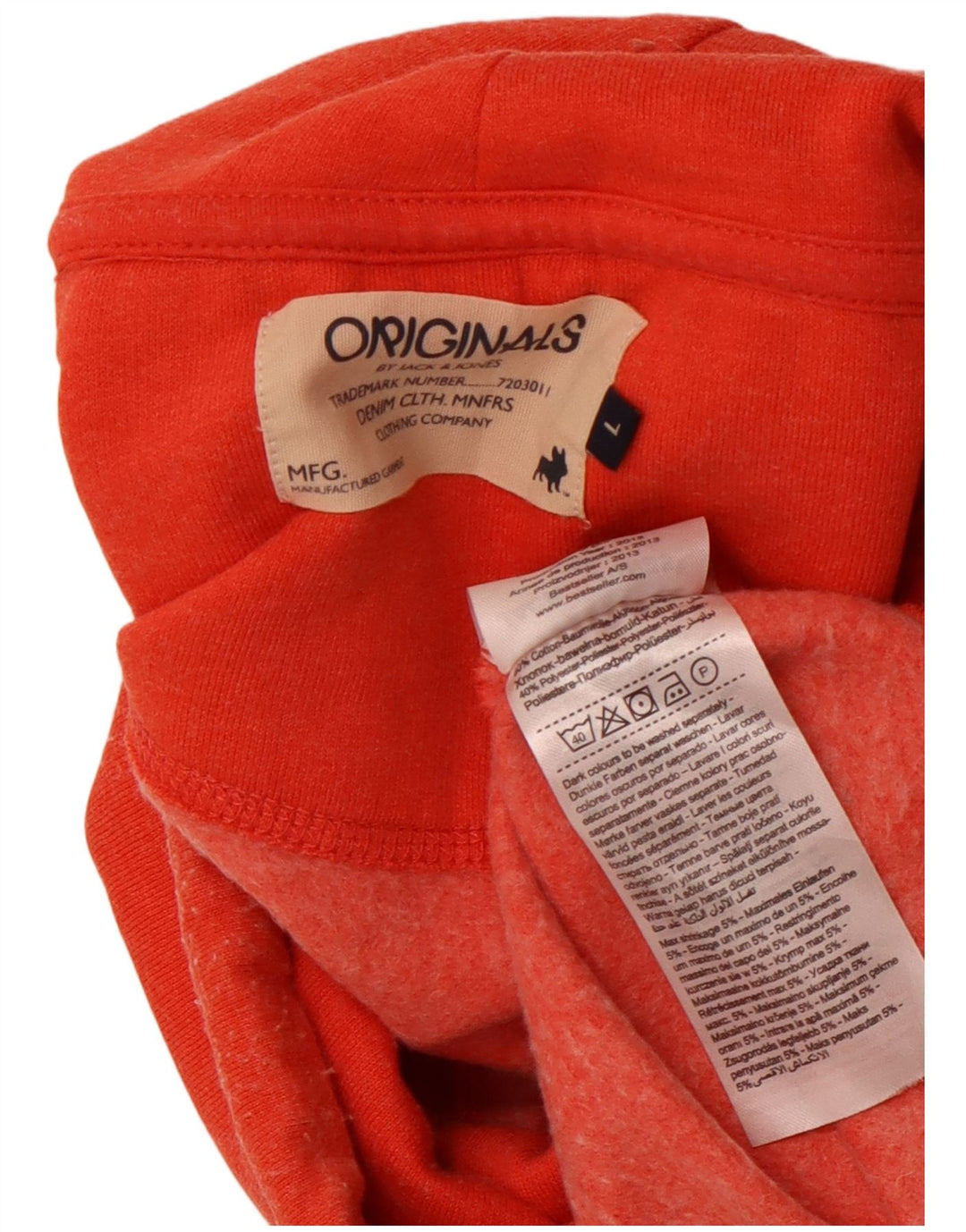 JACK & JONES Hombre Roll Neck Sudadera Jumper Large Naranja Algodón