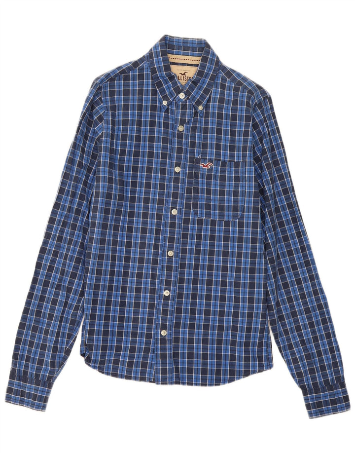 Camisa Hollister Hombre Algodón A Cuadros Azul Medio