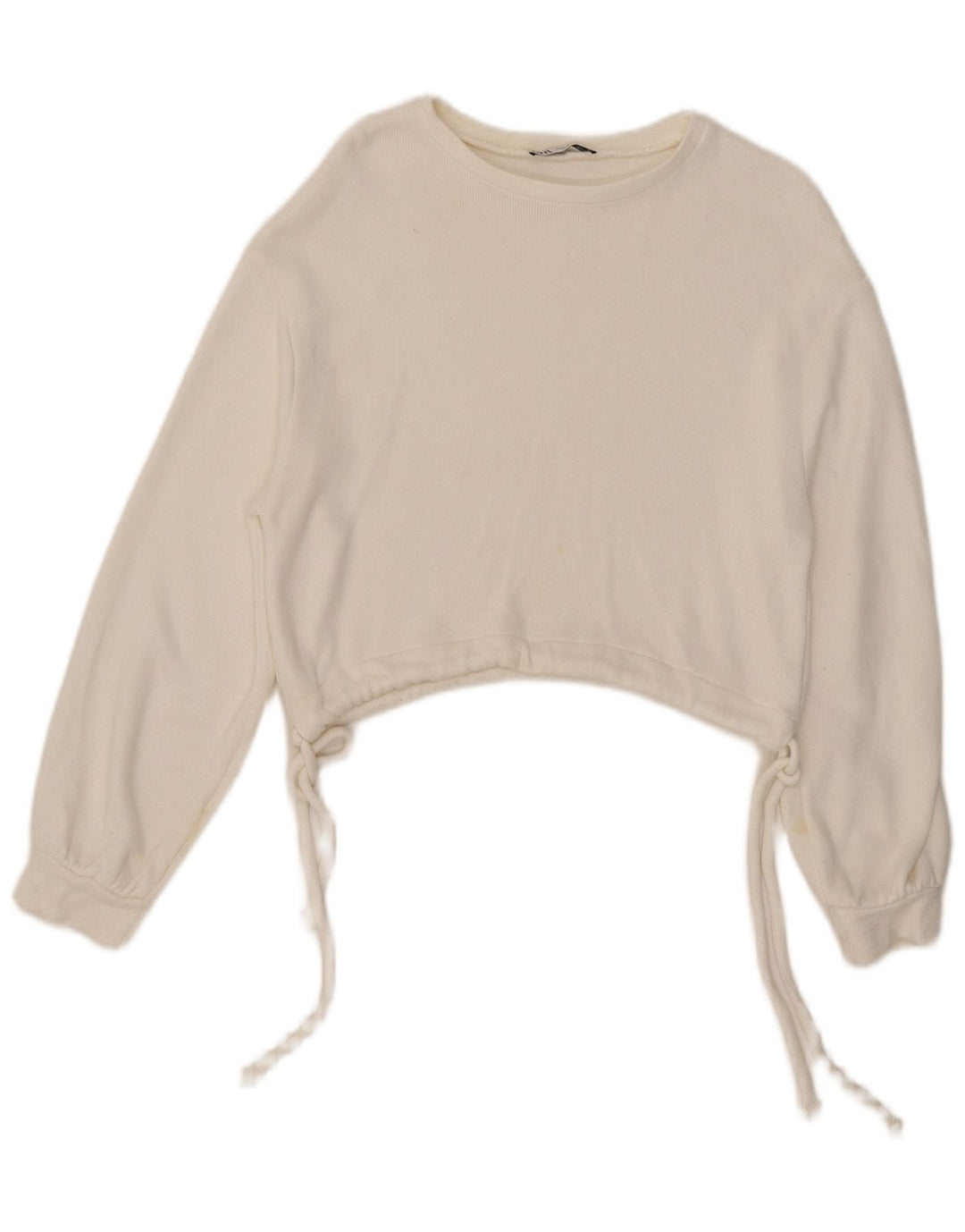 Zara Mujer Crop Sudadera Jumper UK 10 Small Blanco