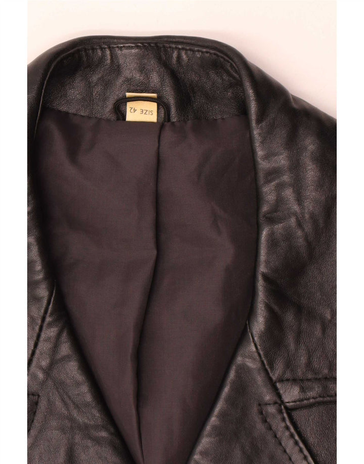 Abrigo de cuero vintage para mujer IT 42 Medio Negro