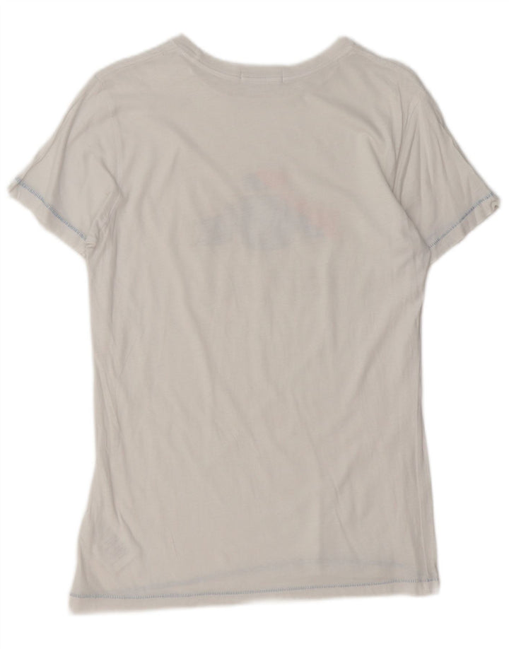 REPLAY Camiseta gráfica para mujer Top UK 12 Medium White Cotton