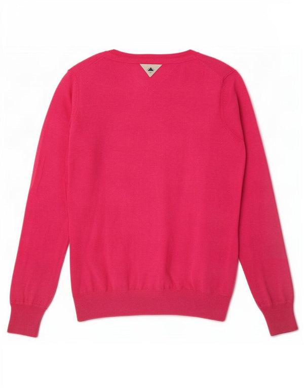 Tommy Hilfiger Suéter con cuello en V para mujer UK 14 Algodón rosa medio
