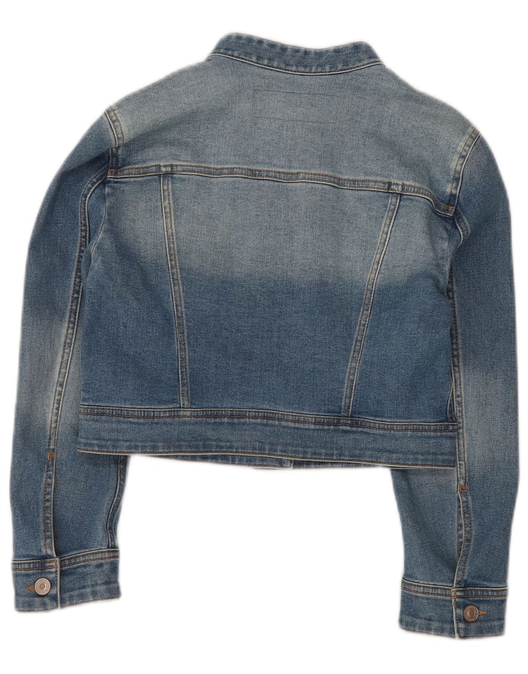 BENETTON Chaqueta vaquera corta para mujer UK 10 Small Blue Cotton